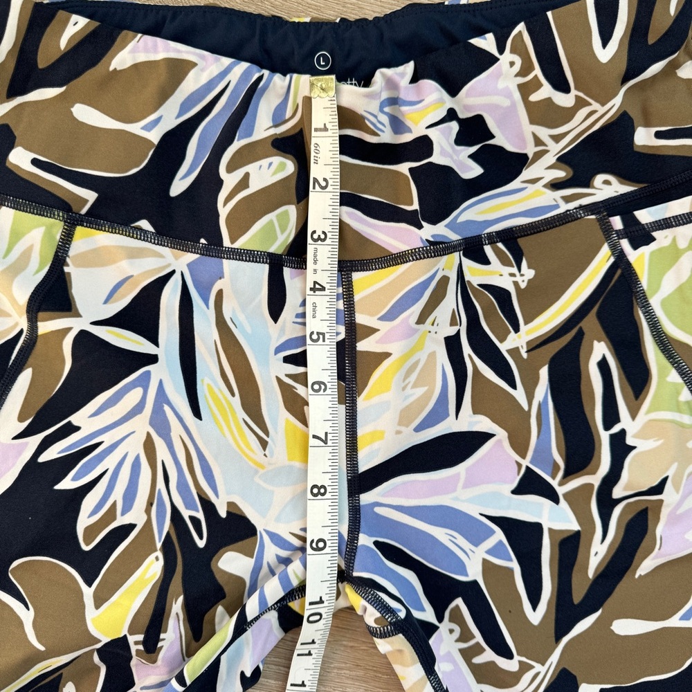 Sweaty Betty 7/8 Power Pocket Workout Leggings, Green Paper Leaf Print, Large - Picture 4 of 7